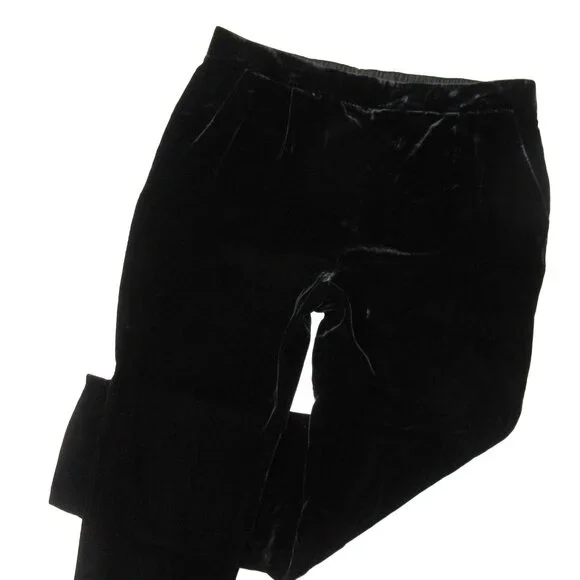 NWT Vince Velvet Single Pleat Trouser in Black Velvet Pull-on Tapered Pants L